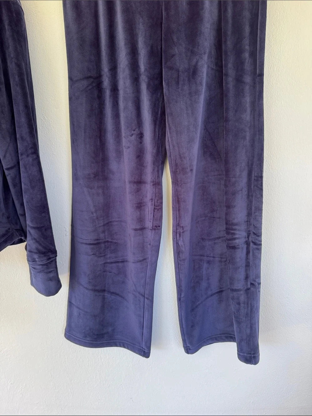 Pajamagram navy blue velour matching wide leg pants hoodie lounge set medium